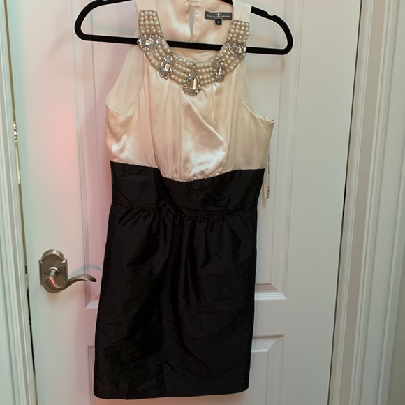 Alexia Admor Pearl Sequin Rhinestone Embellished Neck Silk Party Cocktail Dress - Picture 16 of 16